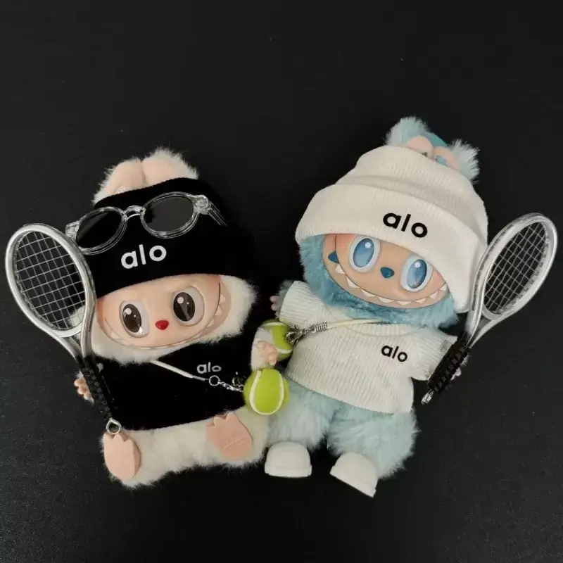 For LABUBU Clothing Rabbit Doll, Alo Accessories with Knitted Clothing, Tennis Sport Set, Sweater for Toy Collectors
