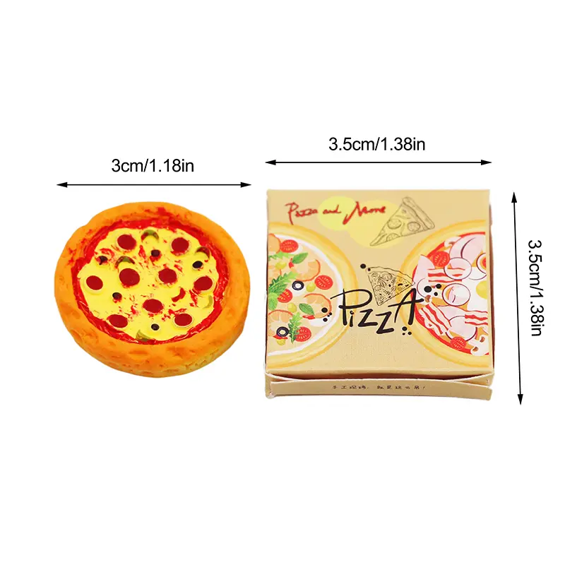 1Set 1:12 Dollhouse Miniature Pizza with Packing Box Model Kitchen Food Accessories For Doll House Decor Pretend Play Toys Gift