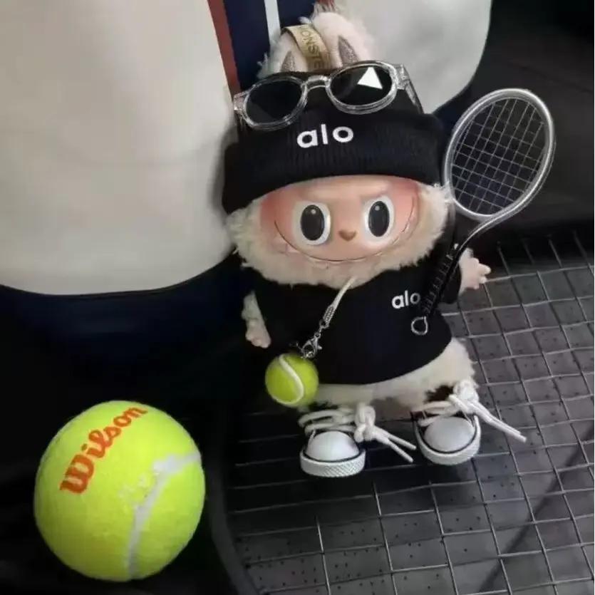 For LABUBU Clothing Rabbit Doll, Alo Accessories with Knitted Clothing, Tennis Sport Set, Sweater for Toy Collectors