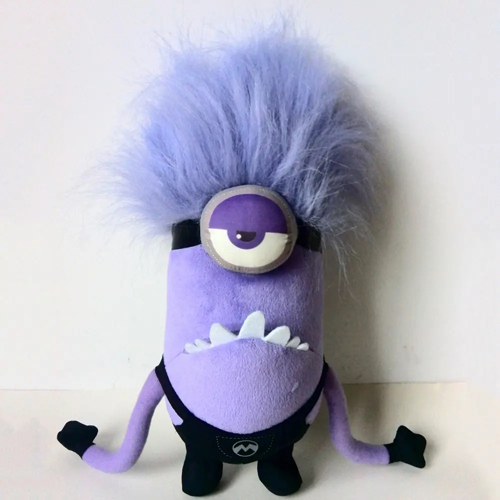 Kawaii Anime Periphreal Purple Little Yellow Man Plush Toy Cartoon Stuffed Doll Cute Room Decoration Christmas Baby Gift