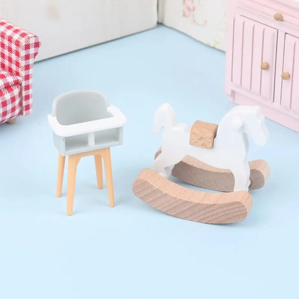 1:12 Dollhouse Wooden horse Toy Dollhouse Trojan Horse Simulation Dining Chair Model Dining Chair Simulation Dollhouse Furniture