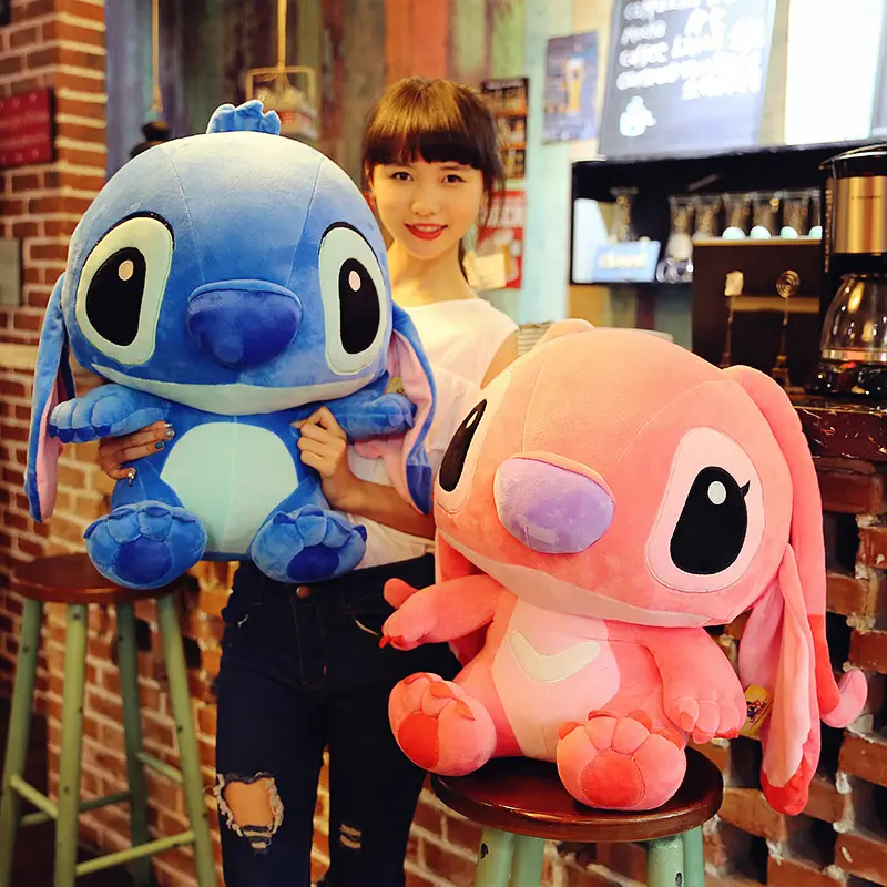 Disney Cartoon Kawaii Stitch Plush Toy Angel Plush Room Decoration Pillow Girls Christmas Birthday Gift Stitch Disney 35cm