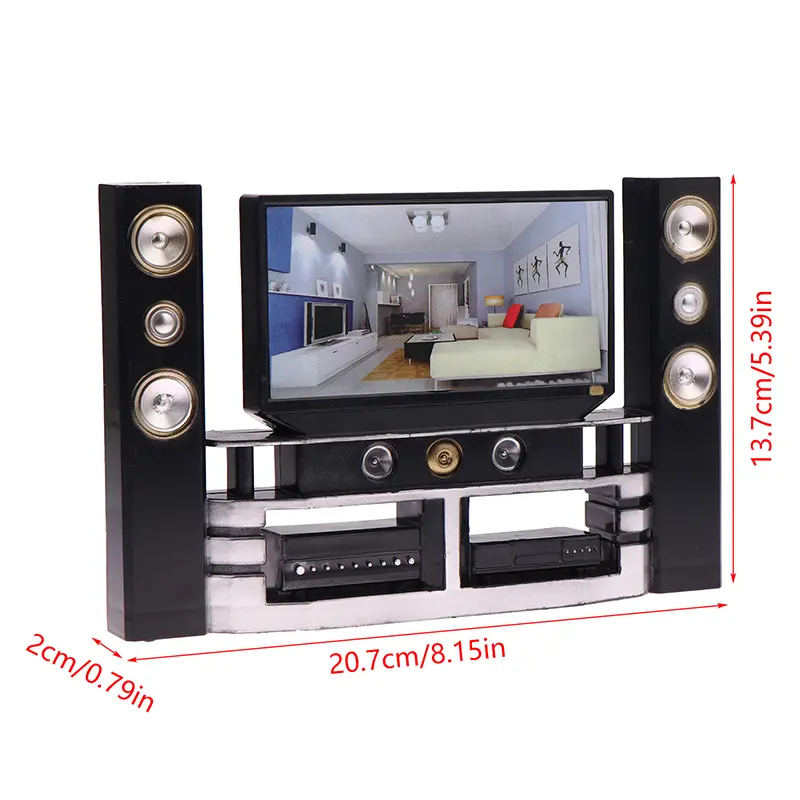 Dollhouse Audio TV Ornament in 1/12 Scale, Miniature Living Room Decor for Doll’s House, Micro Scene Toys