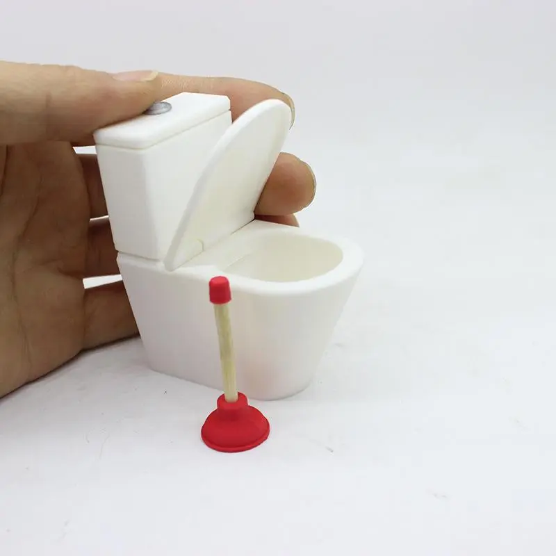 Dollhouse Miniature Bath Shower Modeling Toilet Seat Furniture Toys Doll House Miniature Baby Pretend Toy Doll Accessories