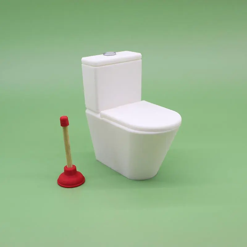 Dollhouse Miniature Bath Shower Modeling Toilet Seat Furniture Toys Doll House Miniature Baby Pretend Toy Doll Accessories