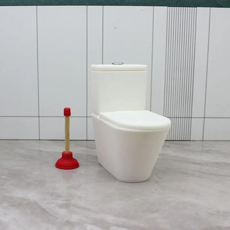 Dollhouse Miniature Bath Shower Modeling Toilet Seat Furniture Toys Doll House Miniature Baby Pretend Toy Doll Accessories