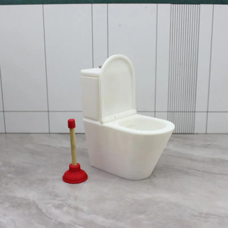 Dollhouse Miniature Bath Shower Modeling Toilet Seat Furniture Toys Doll House Miniature Baby Pretend Toy Doll Accessories