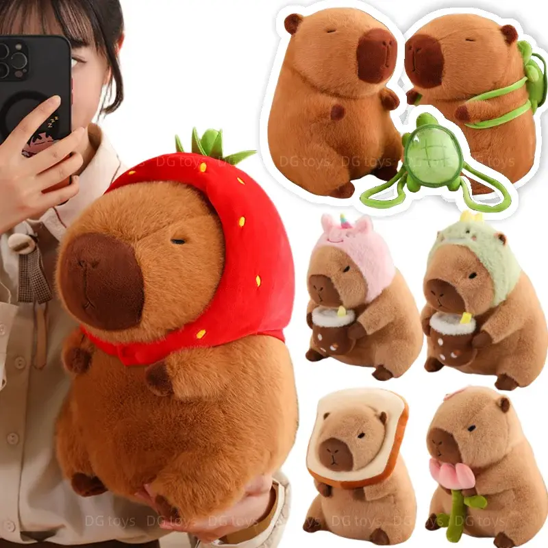 23cm Capybara Plush Simulation Capibara Anime Fluffty Toy Cute Doll Stuffed Animals Soft Doll Plush Christmas Thanksgiving Gift