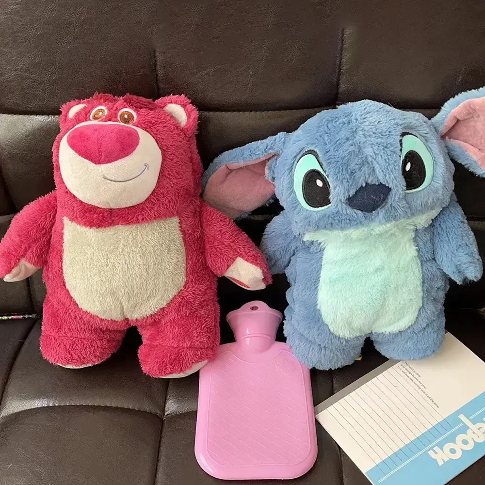 New Disney Stitch Angel Lotso Plush Hand Warm Bottle Hot Water Bottles Winter Portable Warm Hand Bag Toys Christmas Gift