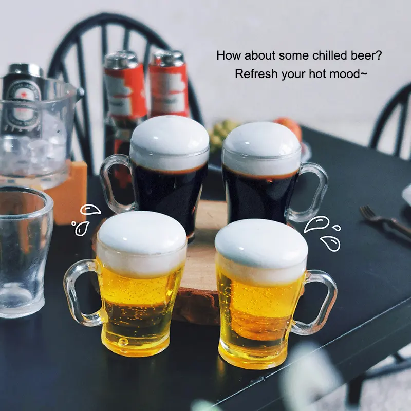 1/12 Dollhouse Miniature Accessories Beer Mug Simulation Furniture Cup Toys for Doll House Decoration Pretend Play Toy