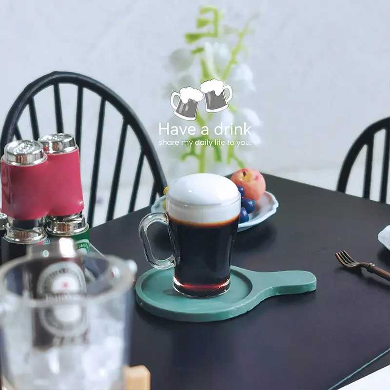 1/12 Dollhouse Miniature Accessories Beer Mug Simulation Furniture Cup Toys for Doll House Decoration Pretend Play Toy
