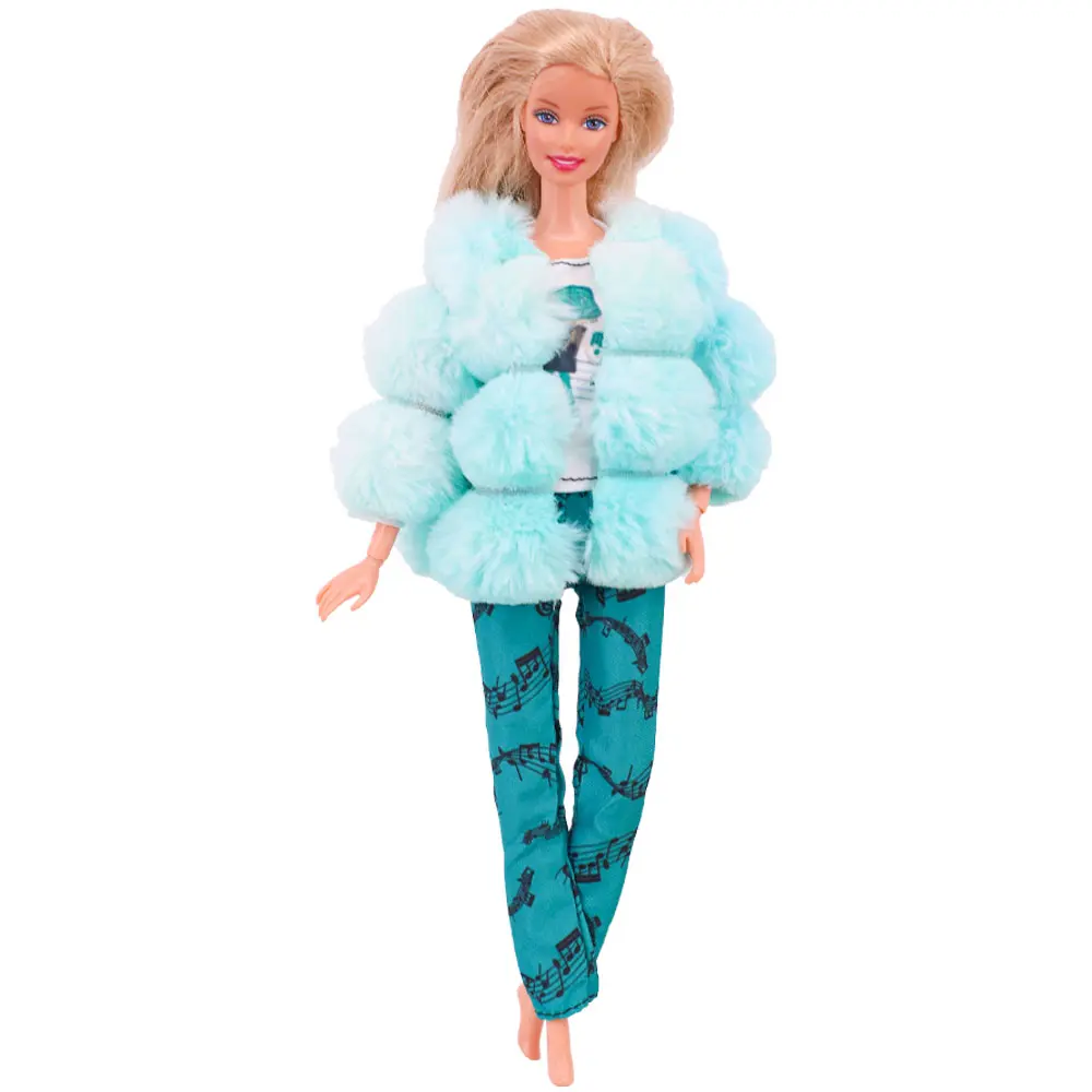 Doll Clothes Plush Coat + Dress/Casual Outfit Suitable For Babies 11.8inch Doll For 1/6 BJD Items Free Glasses Child's Toy Gift