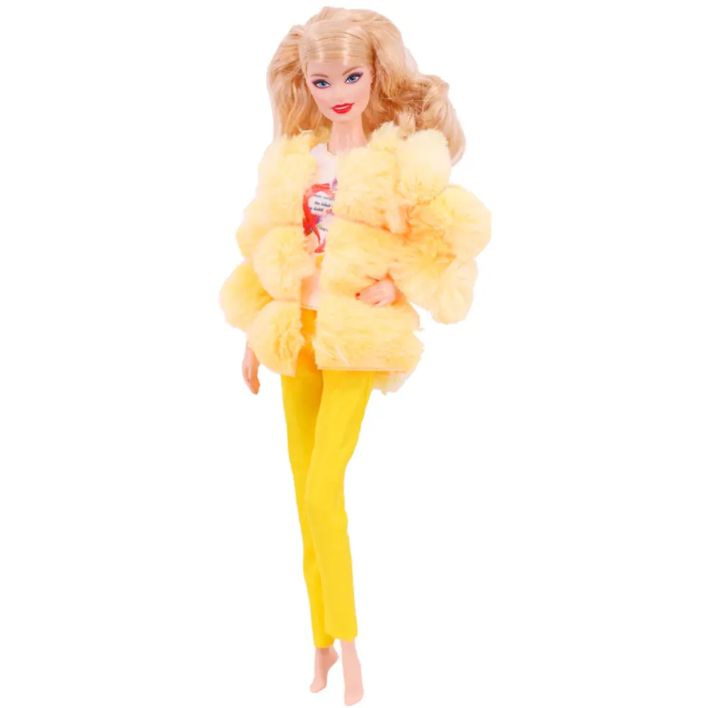 Doll Clothes Plush Coat + Dress/Casual Outfit Suitable For Babies 11.8inch Doll For 1/6 BJD Items Free Glasses Child's Toy Gift
