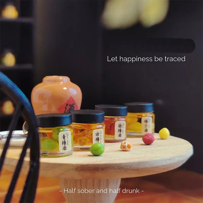 1PCS 1/12 scale dollhouse miniature mini wine bottles Fruit Wine plum wine for doll food toy kitchen accessories
