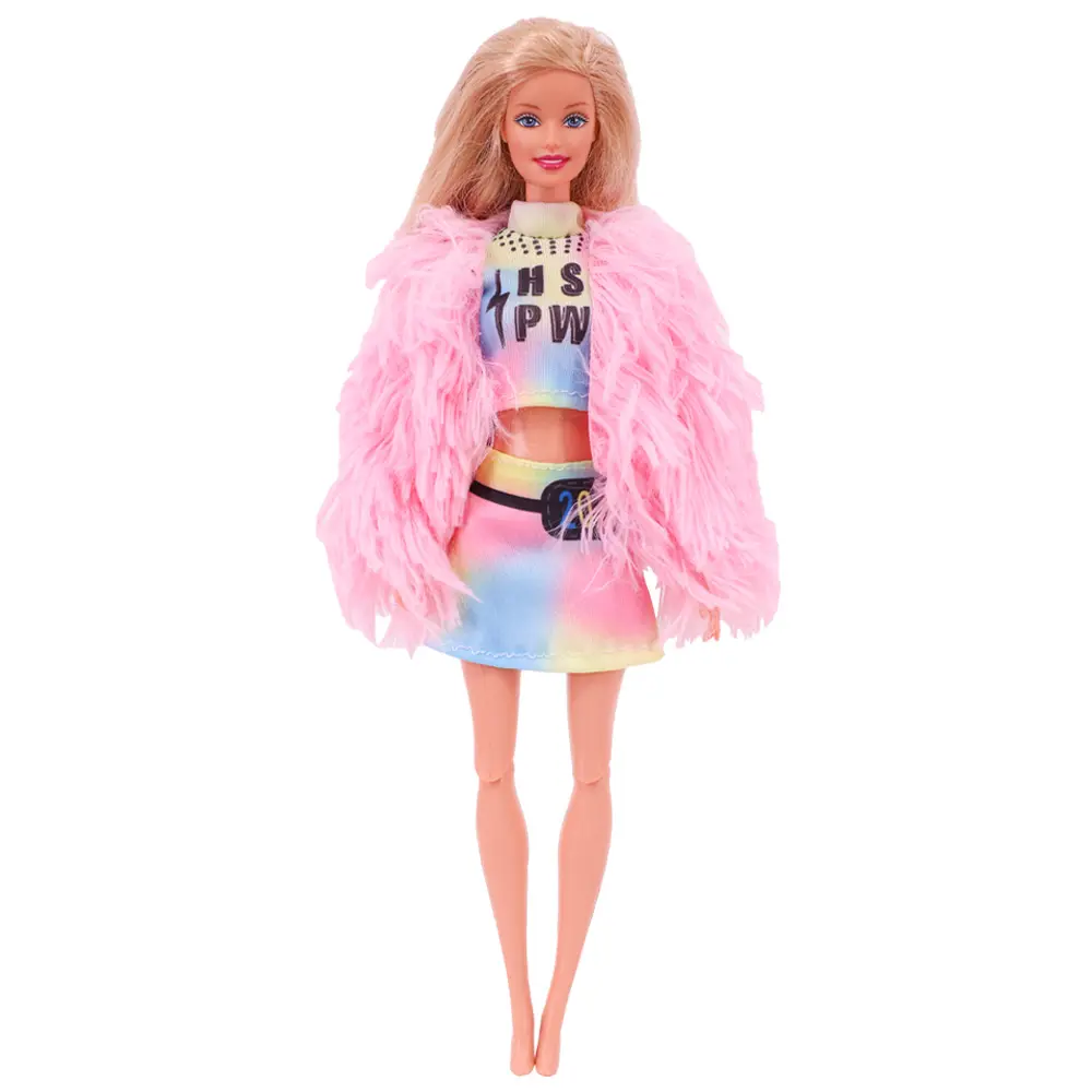 Doll Clothes Plush Coat + Dress/Casual Outfit Suitable For Babies 11.8inch Doll For 1/6 BJD Items Free Glasses Child's Toy Gift