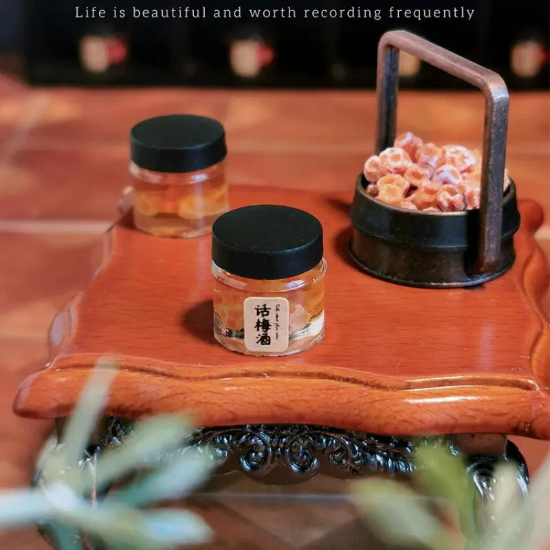 1PCS 1/12 scale dollhouse miniature mini wine bottles Fruit Wine plum wine for doll food toy kitchen accessories