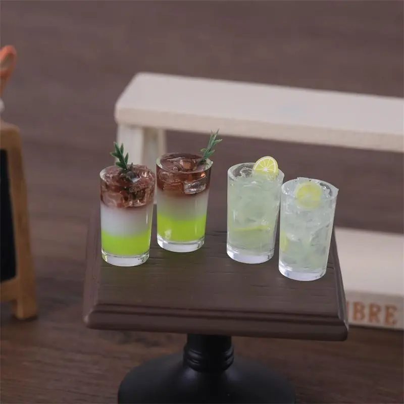 2 PCS/Set 1:12 Dollhouse Miniature Ice Cream Cups Doll House Kitchen Food Accessories Mini Milkshake Ice Cream Kitchen Toys