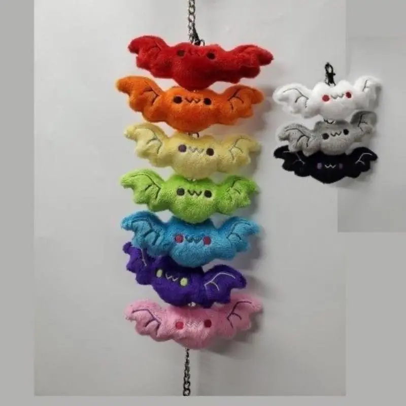 2PCS Mini Bat Shaped Plush Keyring Soft Stuffed Animal Keychain Accessory Bag Decoration for Halloween Children Birthday Gift