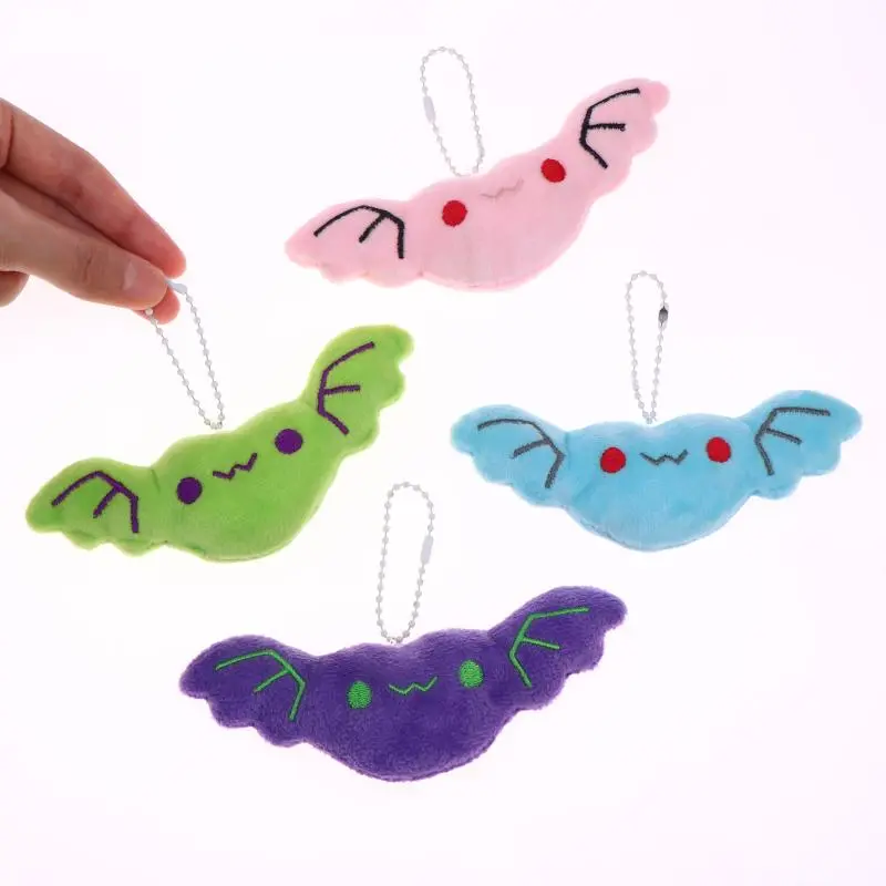 2PCS Mini Bat Shaped Plush Keyring Soft Stuffed Animal Keychain Accessory Bag Decoration for Halloween Children Birthday Gift