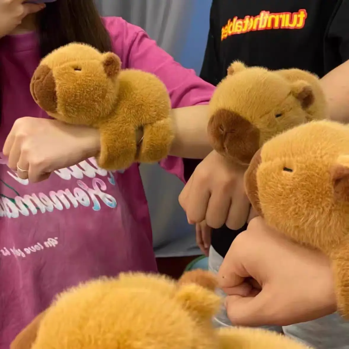 Capybara Toy Slap Snap Wrap Wristband Bracelet Plush Doll Kawaii Capybara Wrist Hug Clap Circle Funny Toy Bicycle Accessory Gift