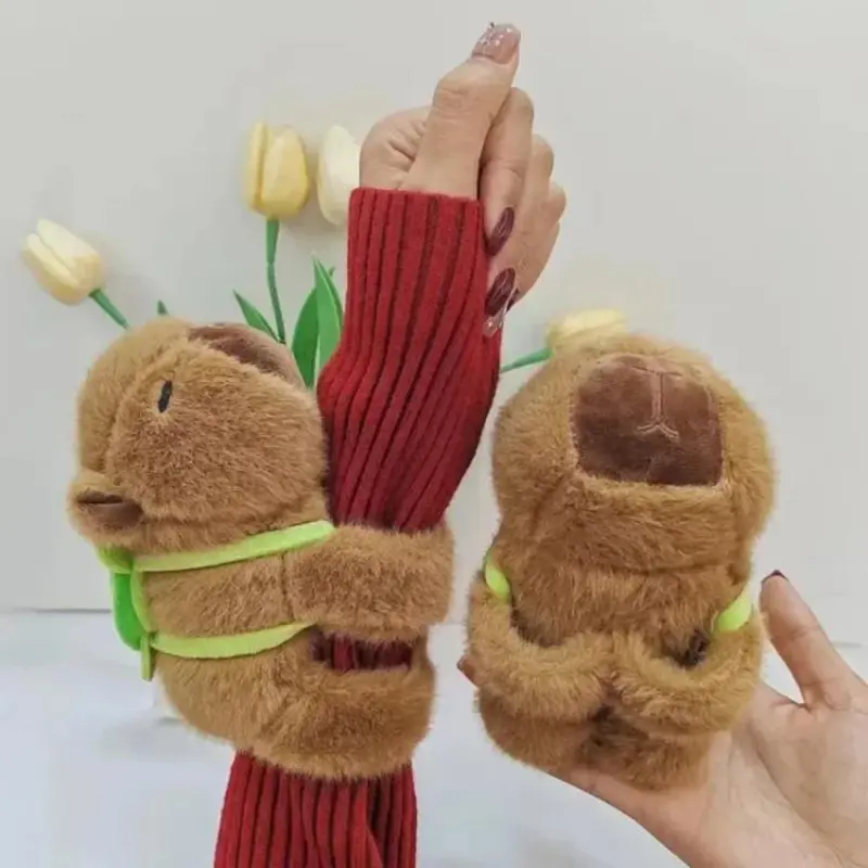 Capybara Toy Slap Snap Wrap Wristband Bracelet Plush Doll Kawaii Capybara Wrist Hug Clap Circle Funny Toy Bicycle Accessory Gift