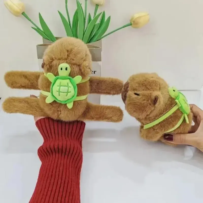 Capybara Toy Slap Snap Wrap Wristband Bracelet Plush Doll Kawaii Capybara Wrist Hug Clap Circle Funny Toy Bicycle Accessory Gift