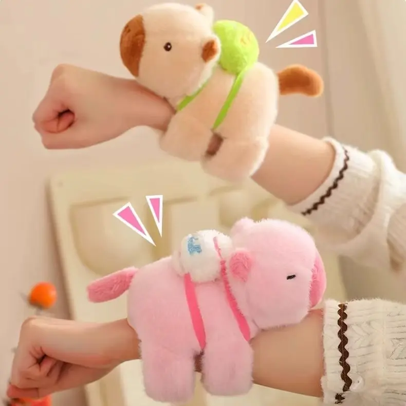 Capybara Toy Slap Snap Wrap Wristband Bracelet Plush Doll Kawaii Capybara Wrist Hug Clap Circle Funny Toy Bicycle Accessory Gift