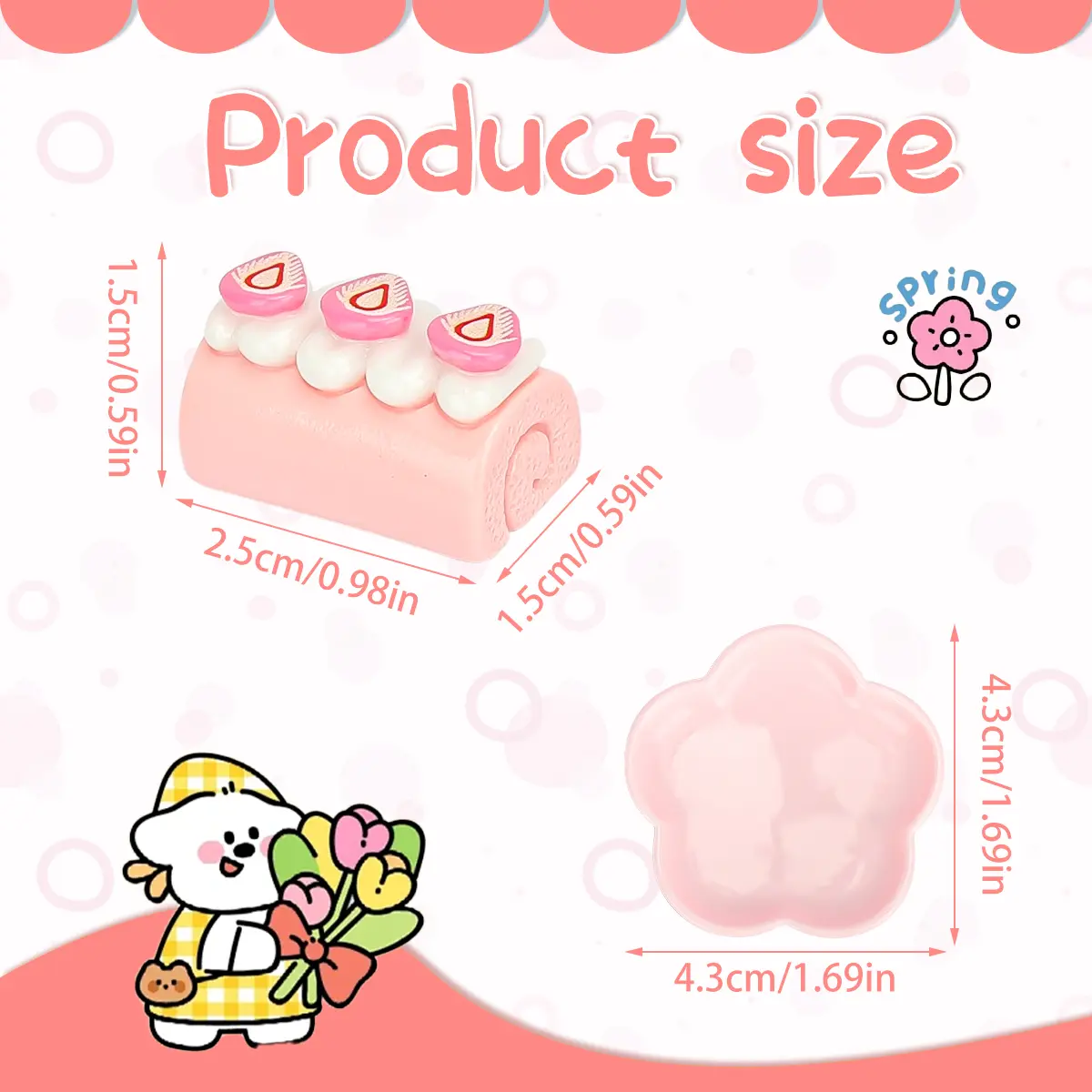 12pcs Miniature Resin Simulation Food Play Cake Roll Flower Tray Set Doll House Accessories Family Interactive Play House Toys