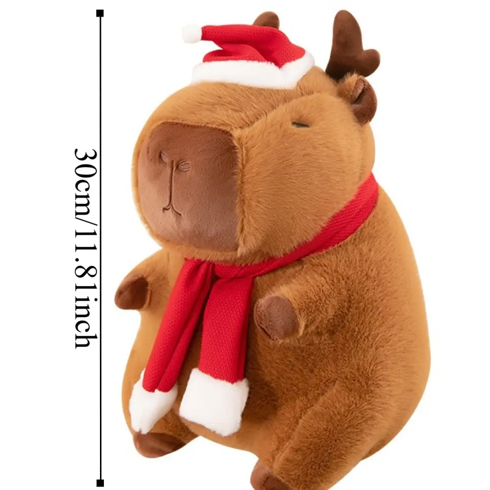 Cute Dress Up Christmas Capybara Plush Simulation Fluffy Capybara Plush Toy Cartoon Soft Capibara Fluffty Doll Christmas Toy