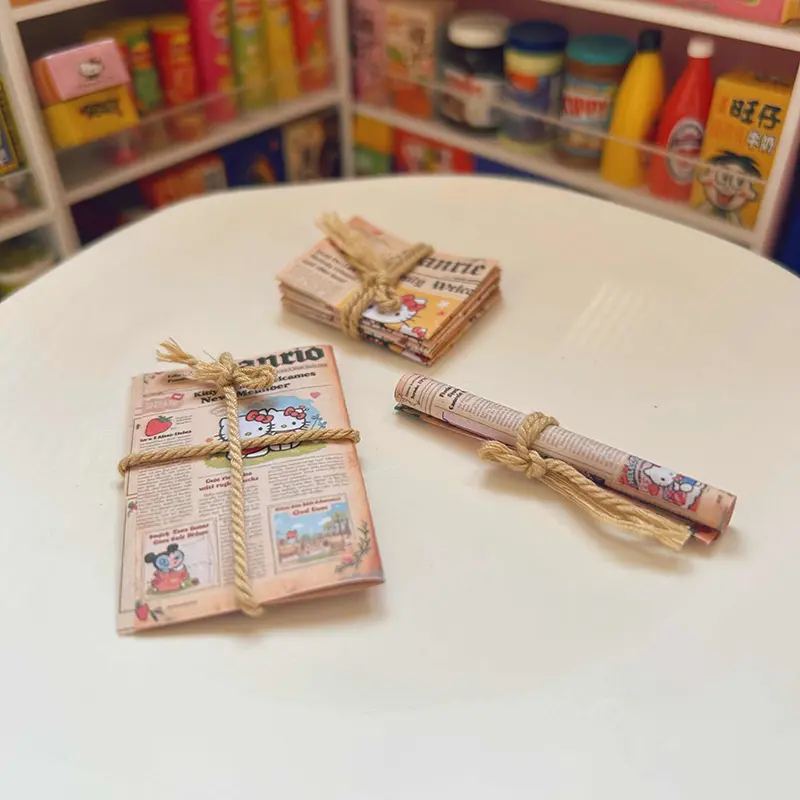 3/4/5pcs/set Dollhouse Miniature Retro Newspaper Set Simulation Model Toys Accessories Accessori Per Bambole