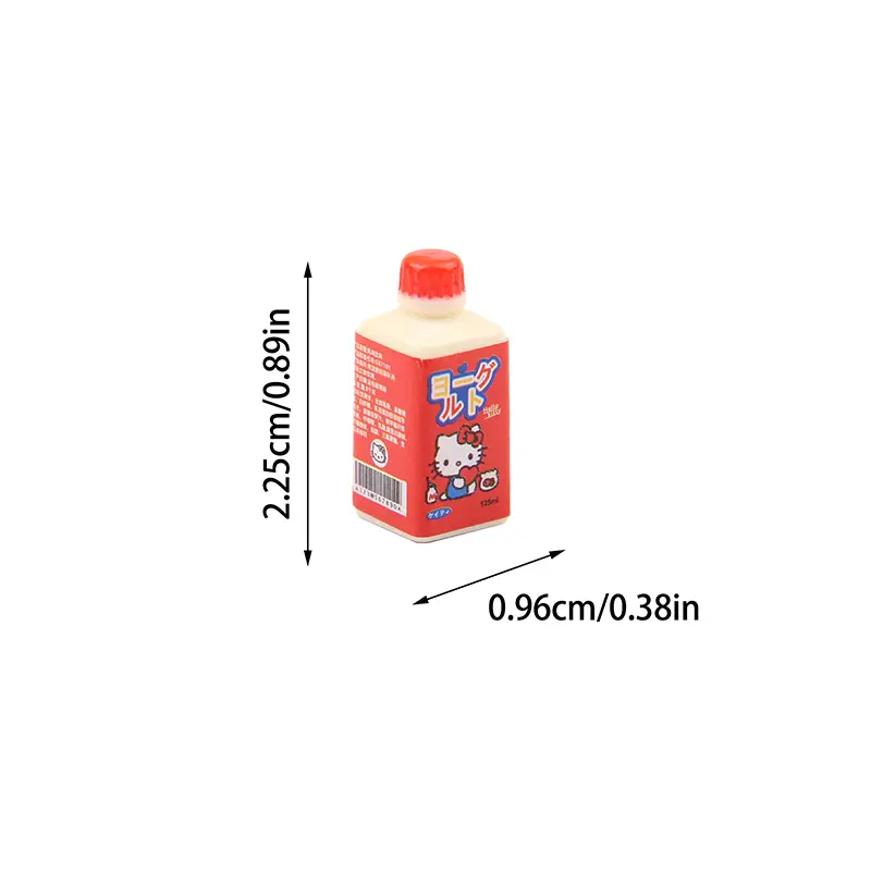 10Pcs 1:12 Dollhouse Miniature Hello Kitty Yogurt Bottle Beverage Bottles Model Decor Toy Doll House Accessories