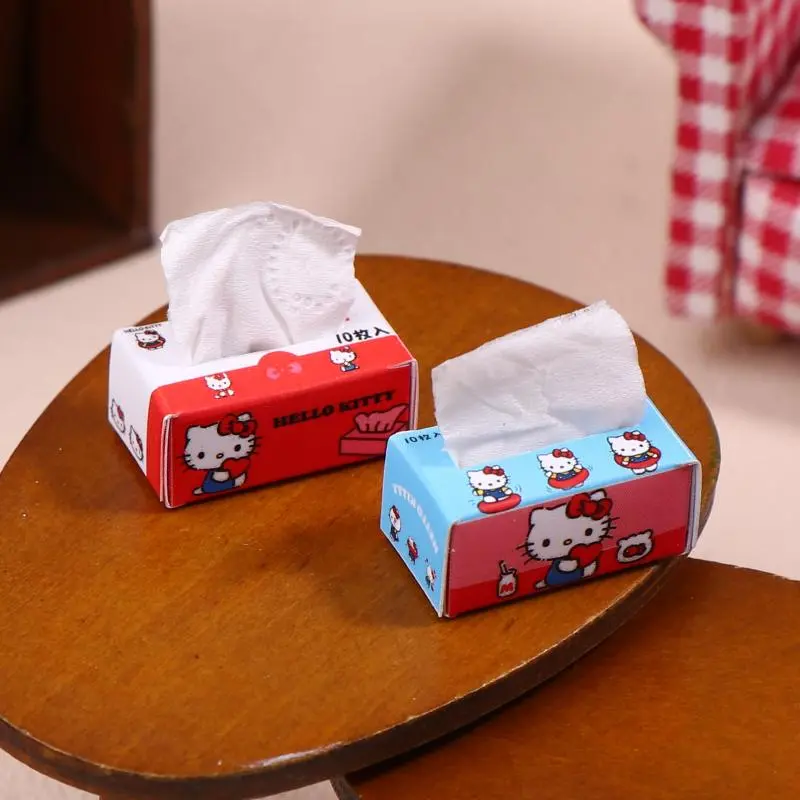 1:12 Dollhouse Miniature Hello Kitty Tissue Box Paper Box Model Decor Toy Doll House Accessories