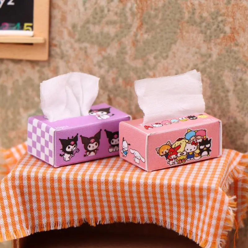 1:12 Dollhouse Miniature Hello Kitty Tissue Box Paper Box Model Decor Toy Doll House Accessories