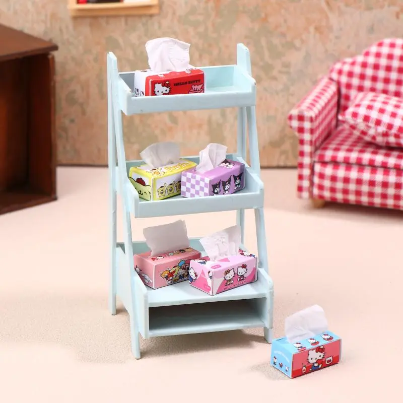 1:12 Dollhouse Miniature Hello Kitty Tissue Box Paper Box Model Decor Toy Doll House Accessories