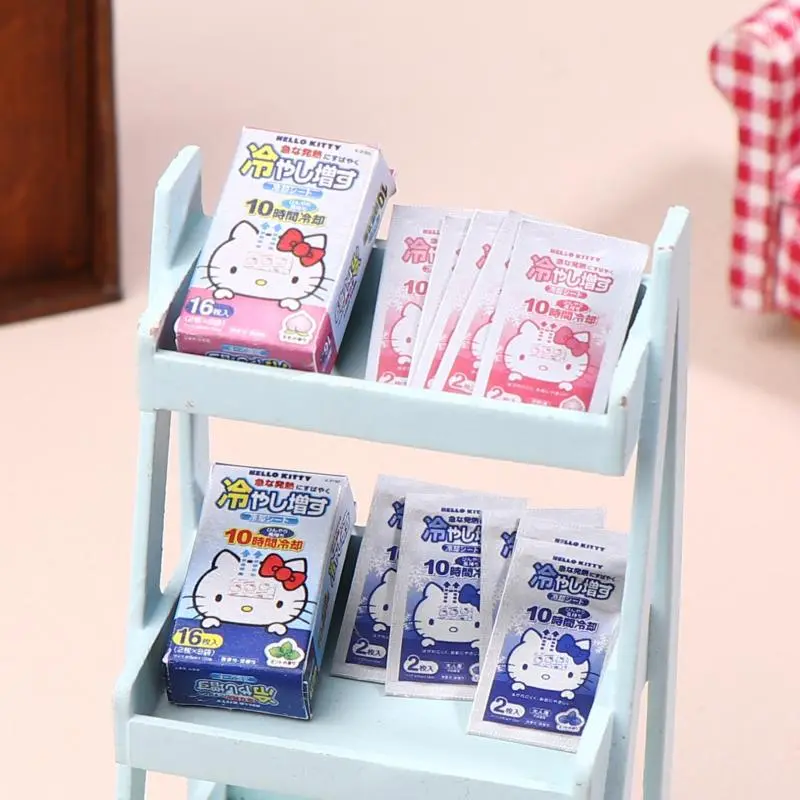 1:12 Dollhouse Miniature Hello Kitty Boxed Fever-reducing Patch Cooling Patch Model Decor Toy Doll House Accessories