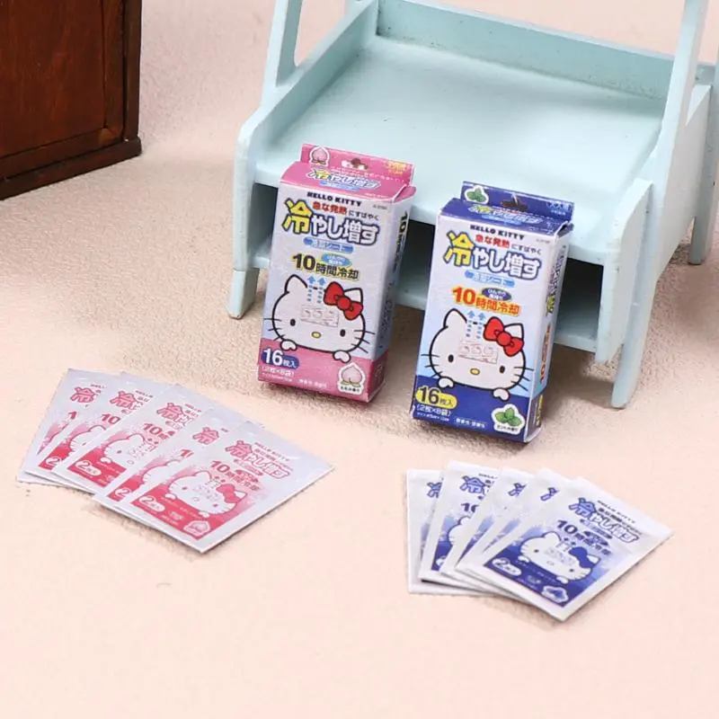 1:12 Dollhouse Miniature Hello Kitty Boxed Fever-reducing Patch Cooling Patch Model Decor Toy Doll House Accessories
