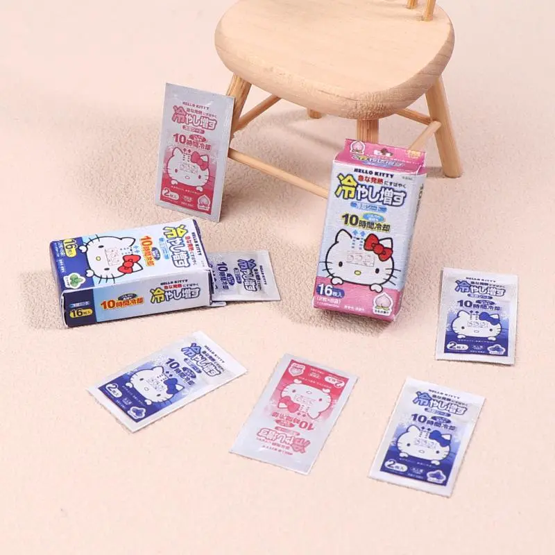 1:12 Dollhouse Miniature Hello Kitty Boxed Fever-reducing Patch Cooling Patch Model Decor Toy Doll House Accessories