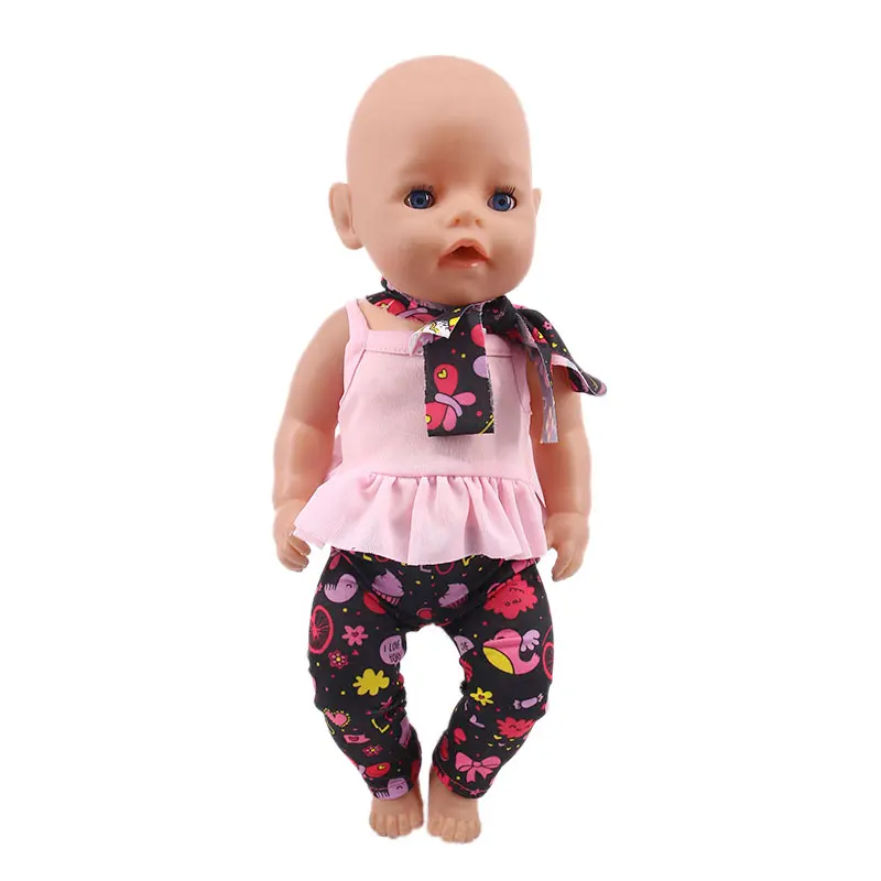 Cute Top + Shorts For 43 Cm Born Baby Reborn Doll Clothes Accessories 18 Inch American Doll Girls Toys Our Generation Nenuco