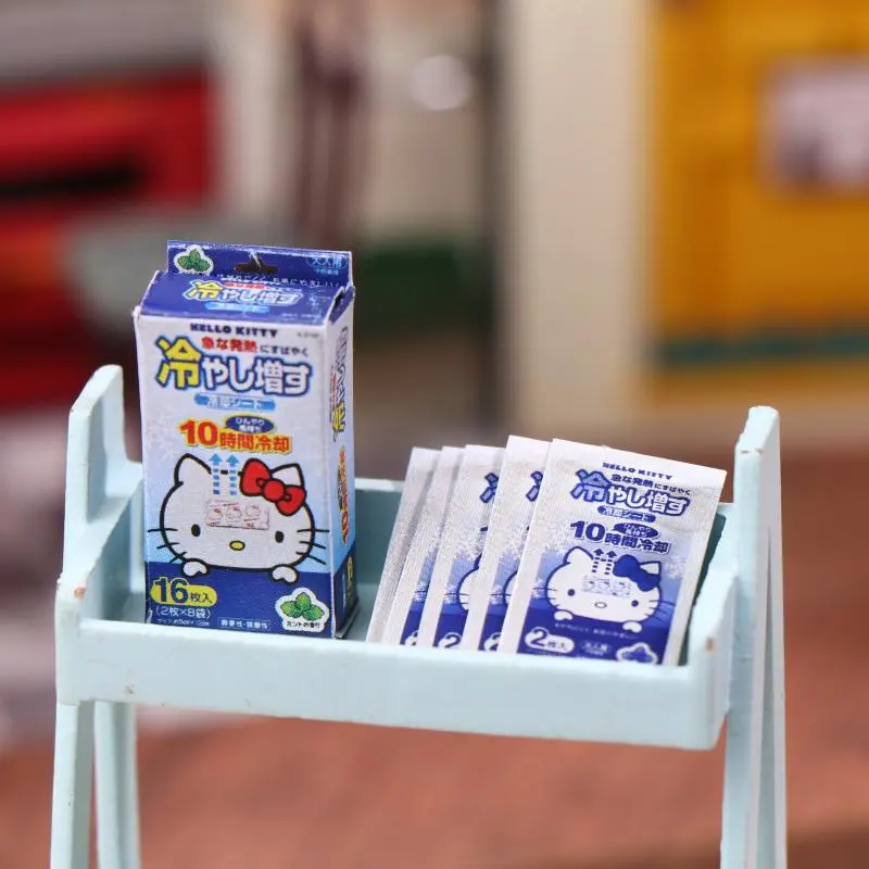 1:12 Dollhouse Miniature Hello Kitty Boxed Fever-reducing Patch Cooling Patch Model Decor Toy Doll House Accessories