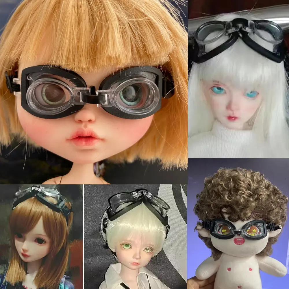Doll Swimming Glasses  For Labubu Macaron & 15-20cm EXO Cotton Doll & 1/6 1/4 1/3 BJD Dolls Toy Swimming Goggles Diving Eyeglass