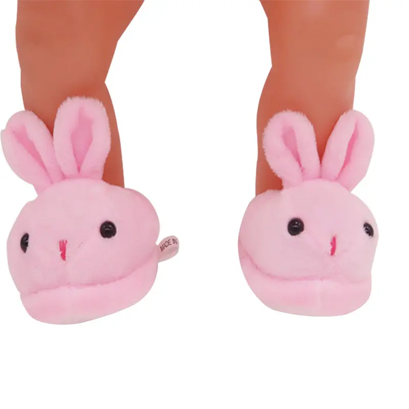 7cm Pu Leather Doll Shoes Canvas Shoes Sneakers Plush Slippers For 18 inch American&43cm Baby New Born Doll Accessories Toy