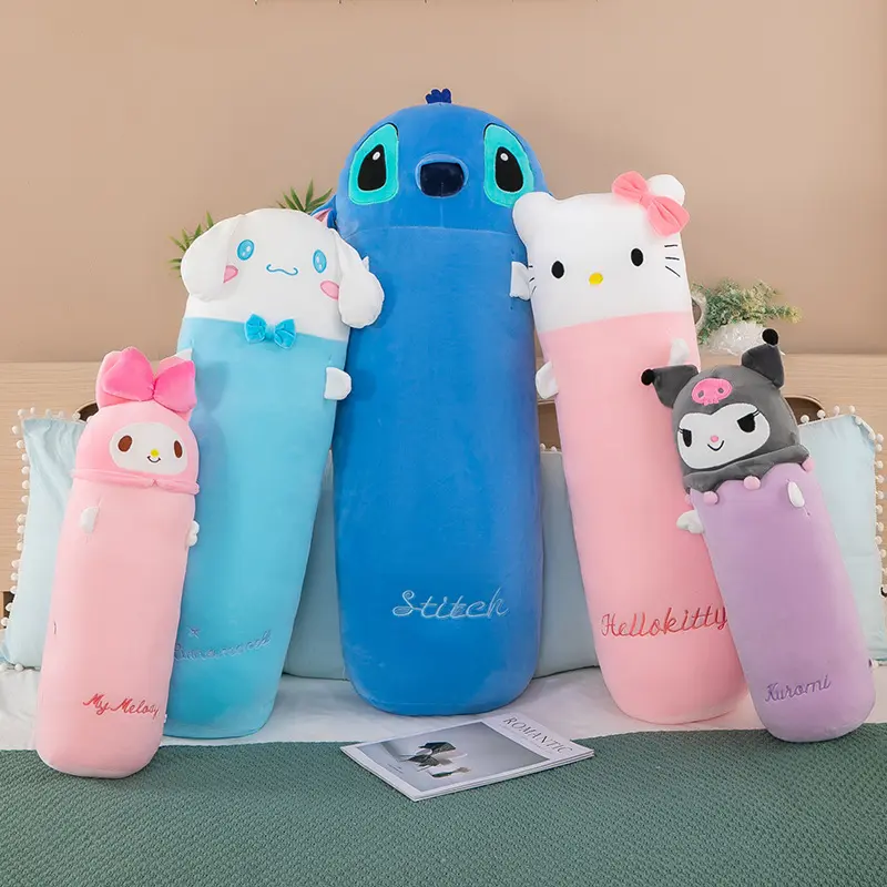 60cm Cylindrical Long Pillow Cinnamoroll My Melody Lovely Soft Plush Bed With Cylindrical Pillow Children's Soothing Toy Gifts