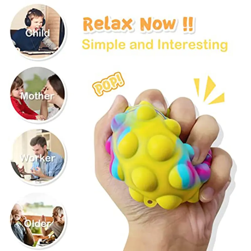4-12Pcs Stress Ball Fidget Toys 3D 3D Ball Push Bubble ADHD Autism Stress Relief Sensory Toys Party Favors for Kids Adults