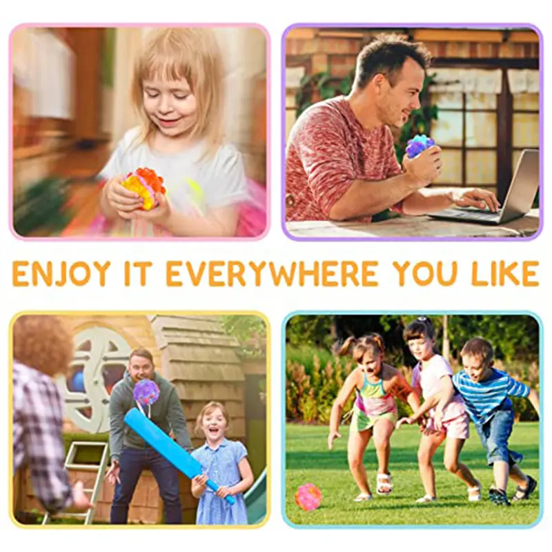 4-12Pcs Stress Ball Fidget Toys 3D 3D Ball Push Bubble ADHD Autism Stress Relief Sensory Toys Party Favors for Kids Adults