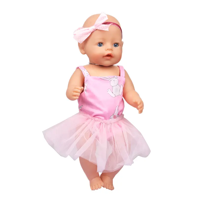 Pink Series Cute Doll Accessories Clothes Pajamas Mini Bow Dress For 43Cm Reborn Doll 18Inch Baby,American Doll DIY Toy Gifts
