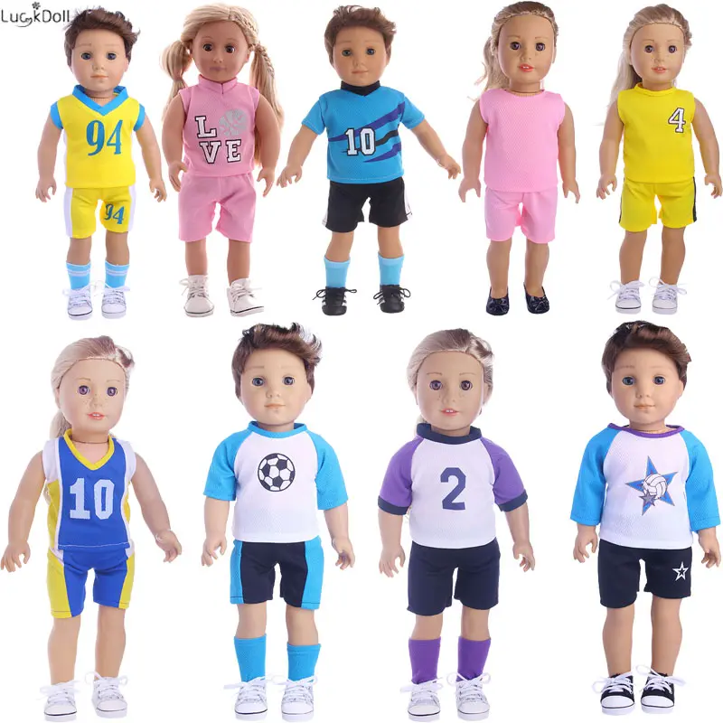 Football Soccer Uniform Sneakers Sock Doll Clothes Shoes For 18 Inch American Doll 43 CM Born Baby,Toys For Girls,Our Generation