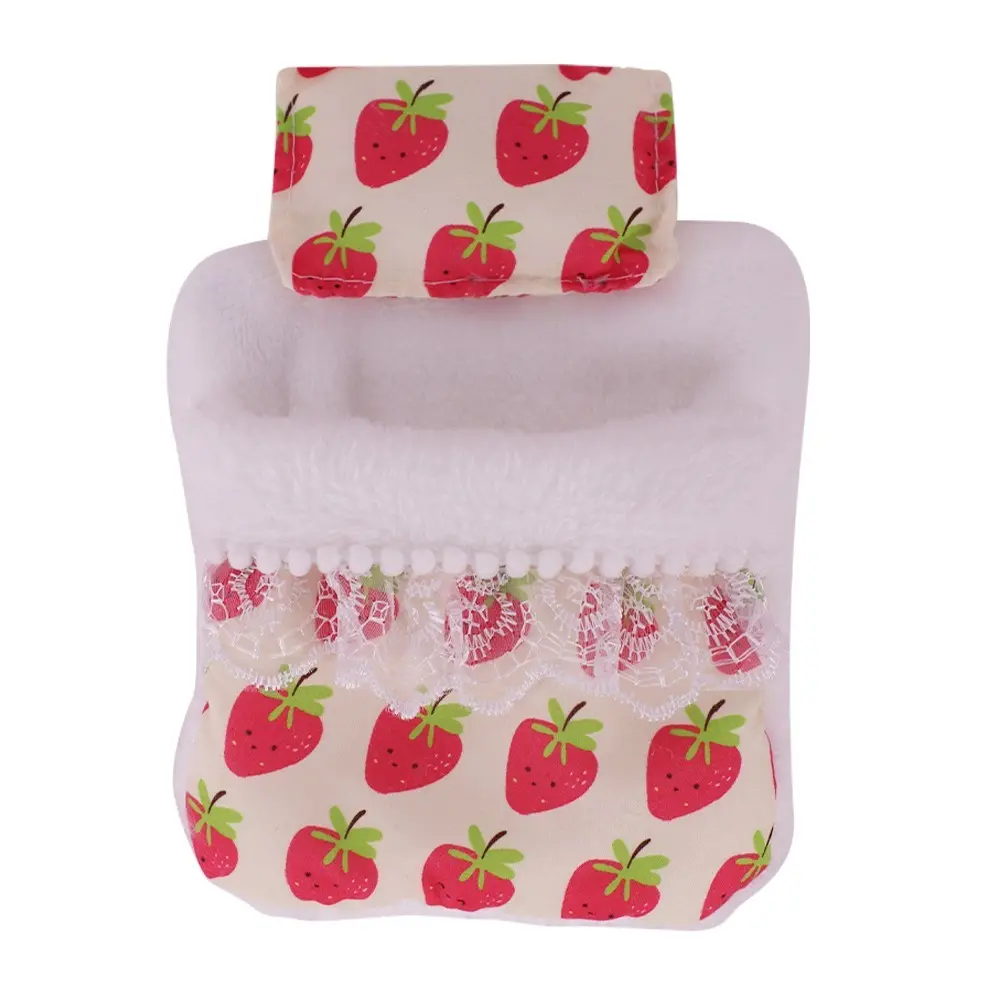 For 17cm Labubu Doll Accessories Sleeping Bag Cute Lace Style Doll Quilts Pillow Flower Strawberry Soft Doll Decoration Toys
