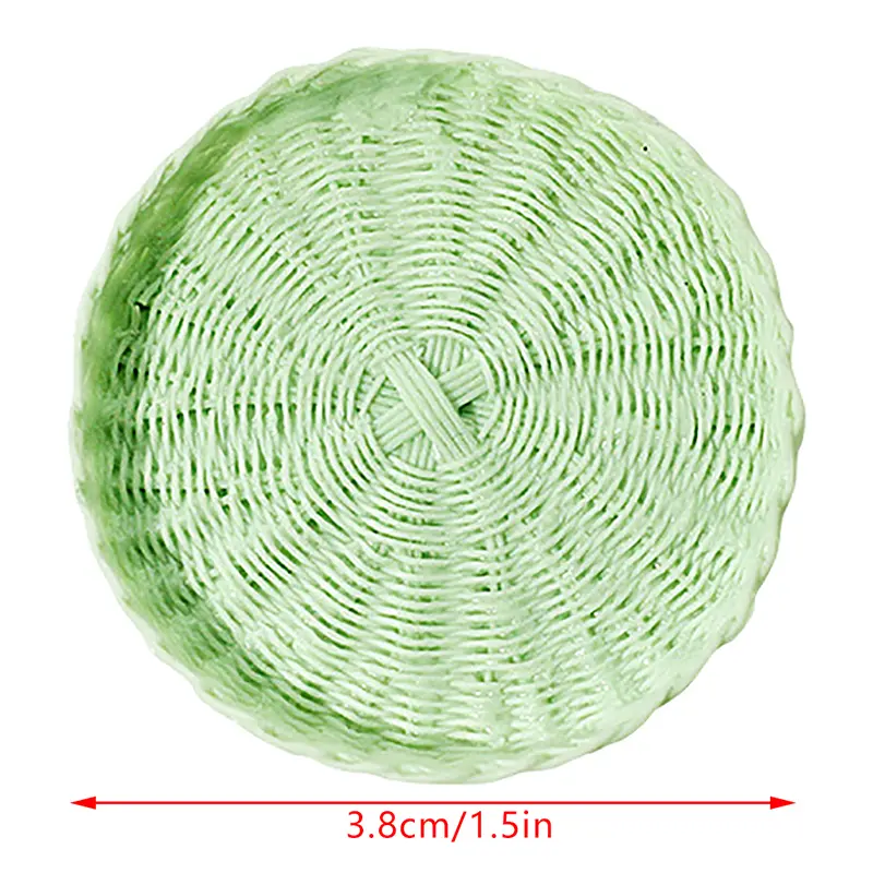 1:12 Dollhouse Miniature Simulation Plastic Rattan Woven Basket Bread/Fruit Basket Tea Cup Tray Round Oval Case Container Toy