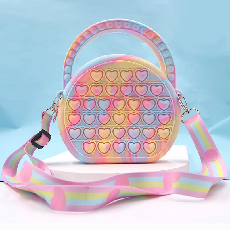 Purse Silicone Sensory Push Bubble Fidget Bag Crossbody Bag Antistress Toys Reliver Autism Handbag Coin Pouch for Kids