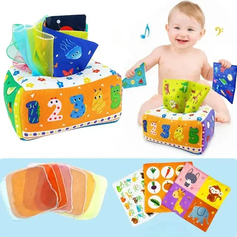 Baby Draw Paper Towel Tearing Tissue Box Baby Puzzle Early Education Montessori Children Cloth Toys Sensory Toys